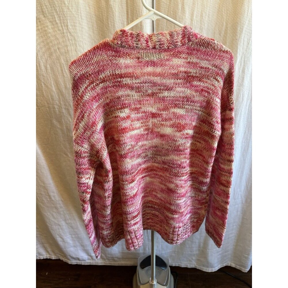 Loft Open Cardigan Sweater Womens Size Small Pink Red Marled Speckle Girly - Picture 5 of 5